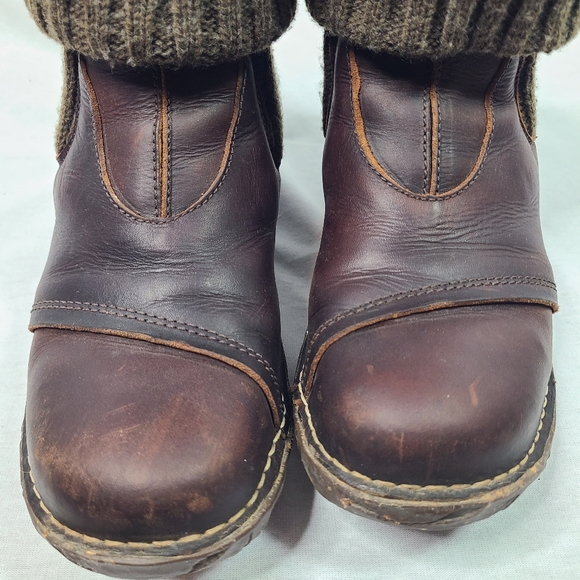El Naturalista Brown Pull On Knit Leather Mid Calf Sock boots- Unisex - Picture 10 of 13